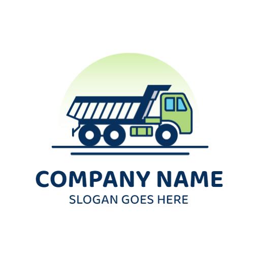 Bright Green and Blue Tipper Truck for Construction Logo Template