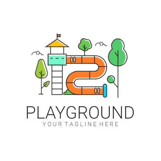 Bright Green and Orange Slide Design for Playground Logo Template