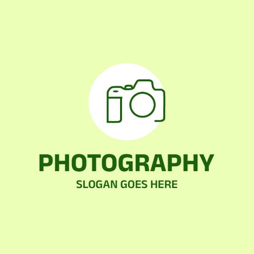 Bright Green and White Minimalist Photography Logo Template