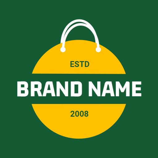 Bright Green and Yellow Circular Bag Design with Established Logo Template