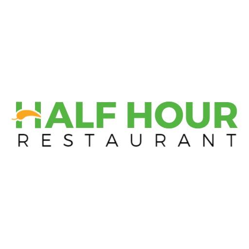 Bright Green and Yellow Logo for Half Hour Restaurant Template