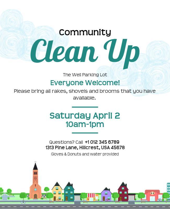 Bright Green Community Clean Up Event Poster Template