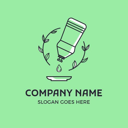 Bright Green Dishwashing Liquid Bottle with Clean Plate Logo Template