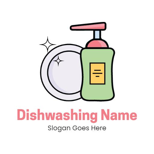 Bright Green Dishwashing Liquid with Shiny Clean Plate Logo Template