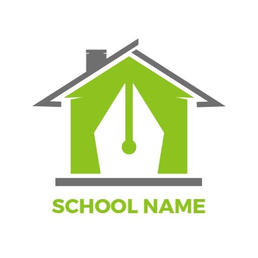 Bright Green House Design Representing School Environment Logo Template