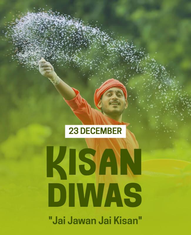 Bright Green Kisan Diwas Celebration Poster Template