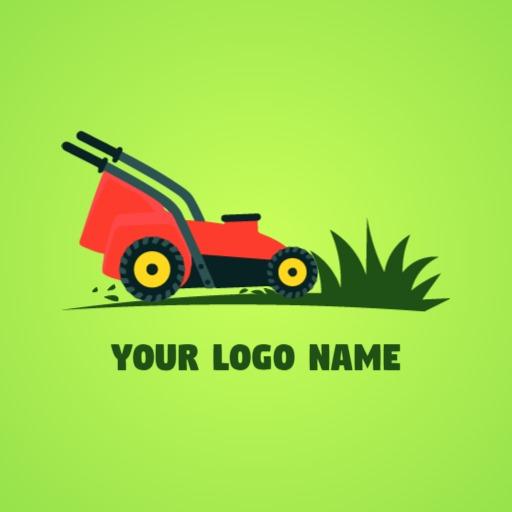 Bright Green Landscape Featuring Lawn Care Equipment Logo Template