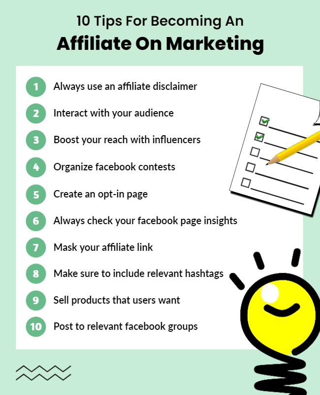 Bright Green Minimalist Affiliate Marketing Tips Poster Template