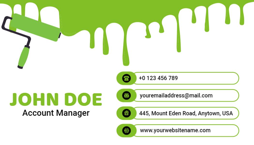 Bright Green Painter Residential Commercial Business Card Template