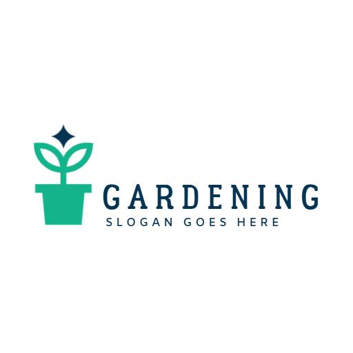 Bright Green Plant Growing in a Pot for Gardening Logo Template