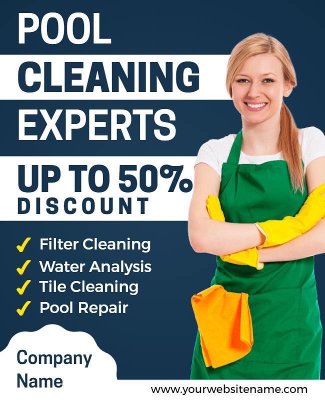 Bright Green Pool Cleaning Services Discount Offer Poster Template