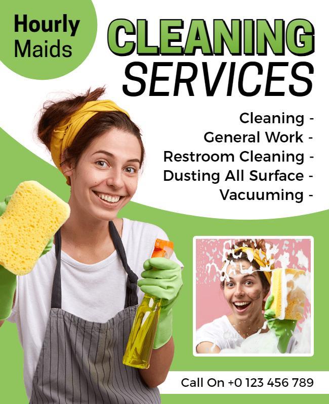 Bright Green Professional Cleaning Services Poster Template