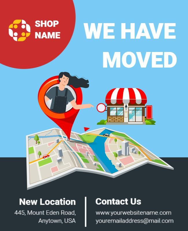 Bright Illustrated Moving Announcement Location Change Flyer Template