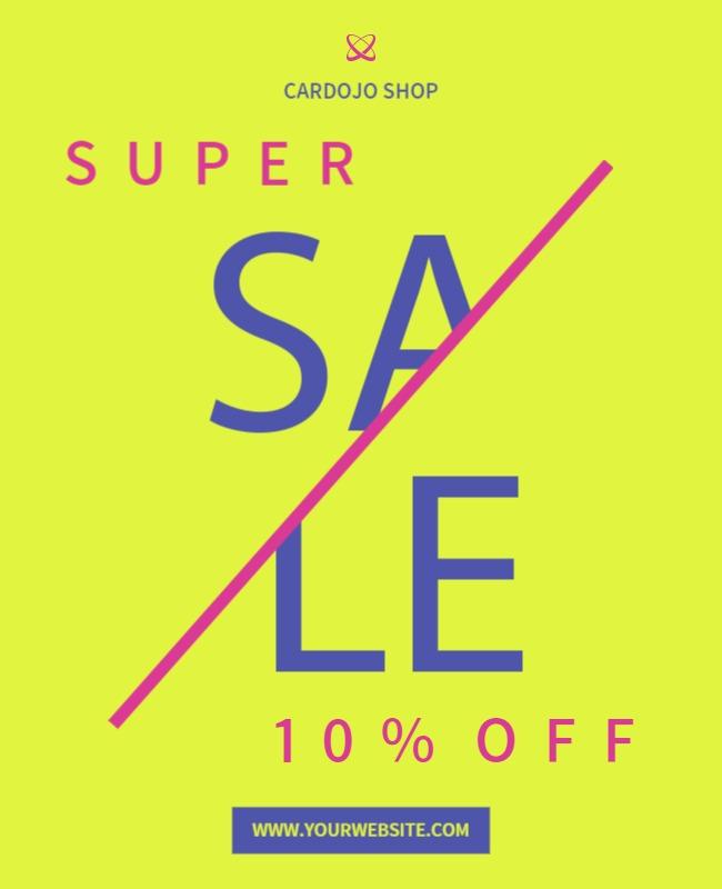 Bright Neon Sale Announcement with Bold Typography Poster Template