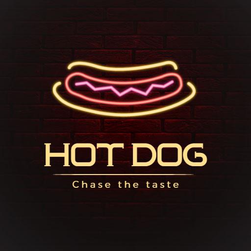 Bright Neon Style Hotdog Logo with Eye-Catching Design Logo Template