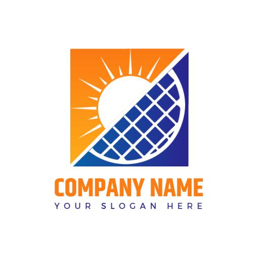 Bright Orange and Blue Solar Energy Solutions Logo Template