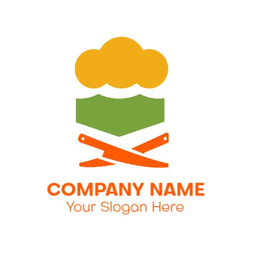 Bright Orange and Green Culinary Delight Catering Logo Template