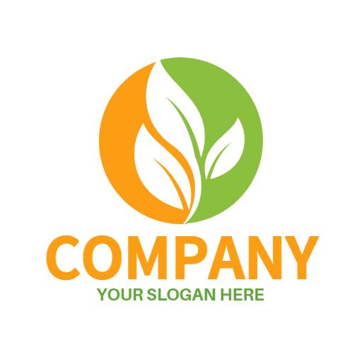 Bright Orange and Green Plant Design for Eco-Friendly Logo Template