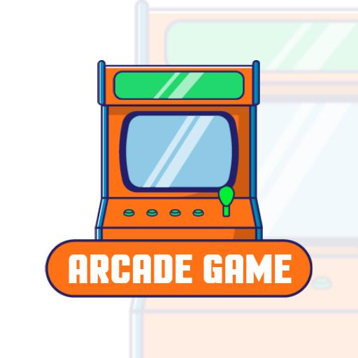 Bright Orange Arcade Game Design with Retro Feel Logo Template