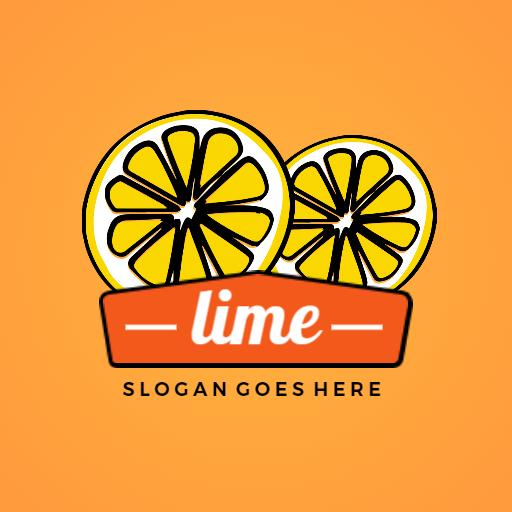 Bright Orange Background with Refreshing Lime Slices Logo Template