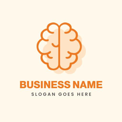 Bright Orange Brain Design Symbolizing Cognitive Services Logo Template