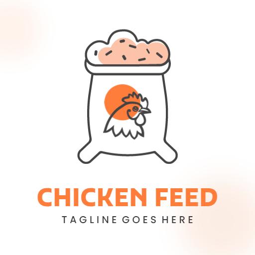Bright Orange Chicken Feed Bag Storing Essential Nutrition Logo Template