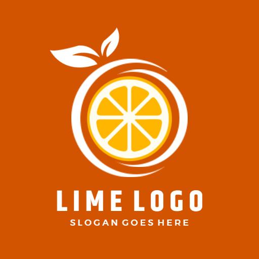 Bright Orange Citrus Design Featuring Fresh Lime Logo Template