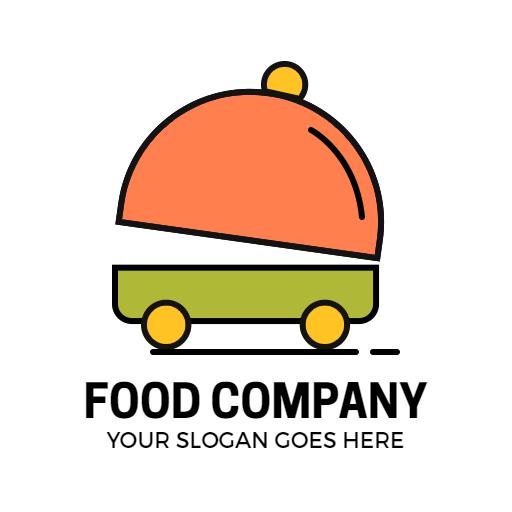 Bright Orange Cloche on a Food Truck Design Logo Template