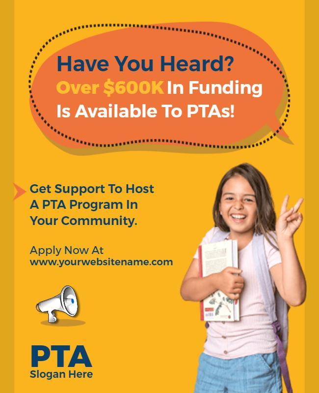 Bright Orange Community Support for PTA Funding Poster Template