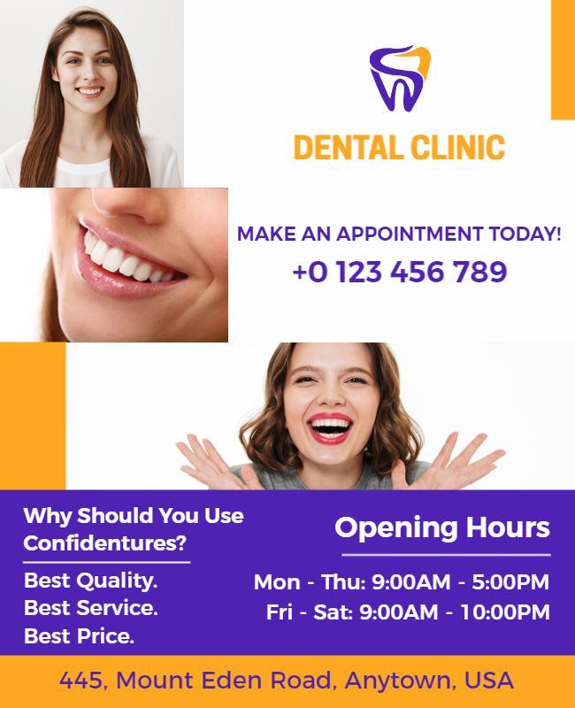 Bright Orange Dental Clinic Appointment Promotion Flyer Template