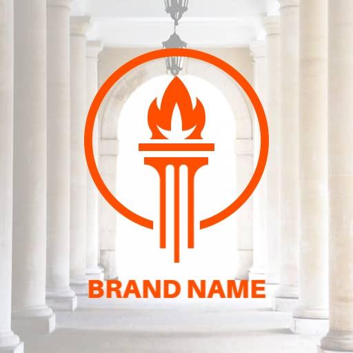 Bright Orange Flame on a Column Symbolizing Fire Logo Template