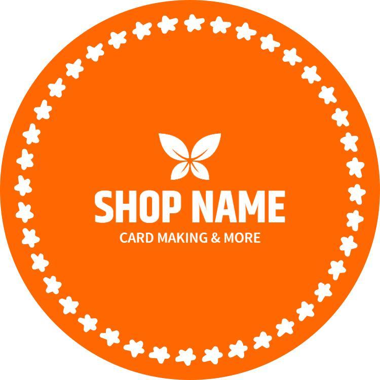 Bright Orange Floral Design for Craft Shop Business Card Template