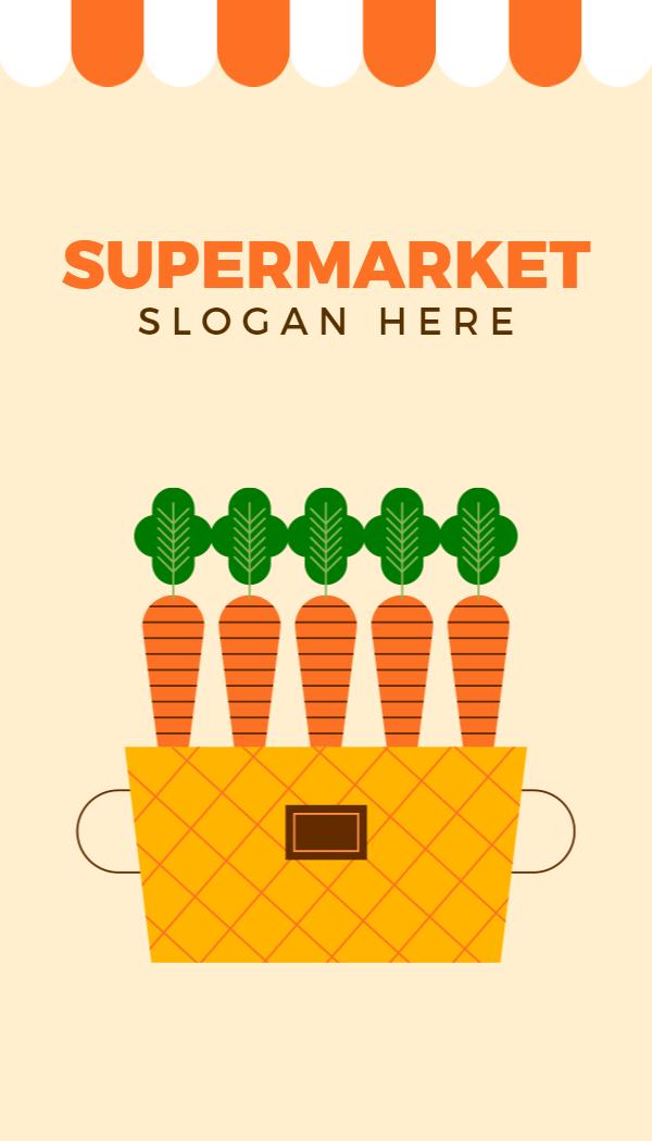 Bright Orange Fresh Produce Supermarket Business Card Template