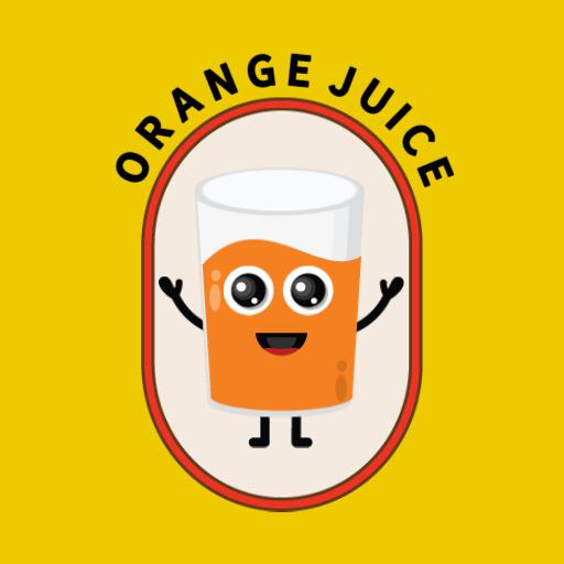 Bright Orange Juice Character Celebrating Retro Beverage Logo Template