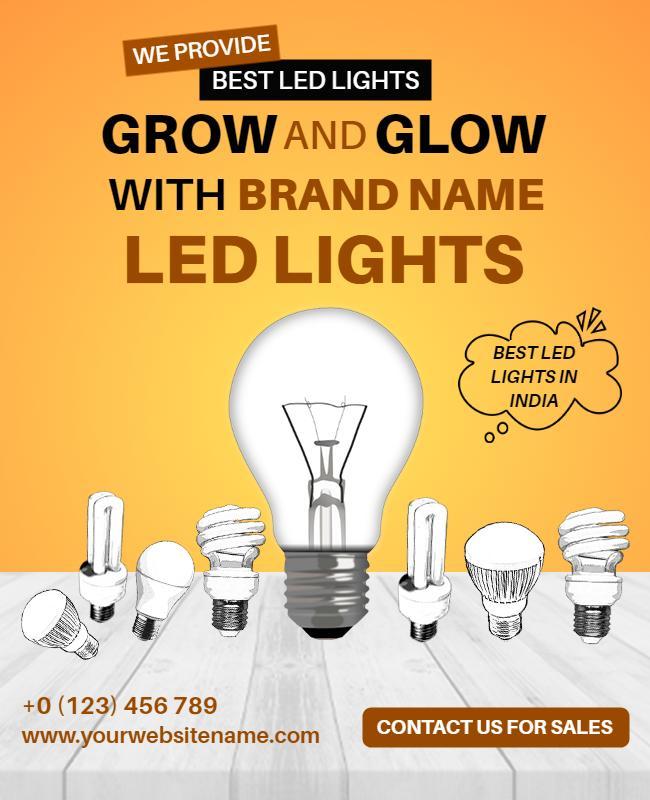 Bright Orange LED Lights Promotion for Sales Poster Template