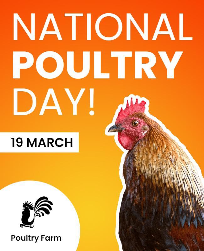 Bright Orange National Poultry Day Celebration Poster Template