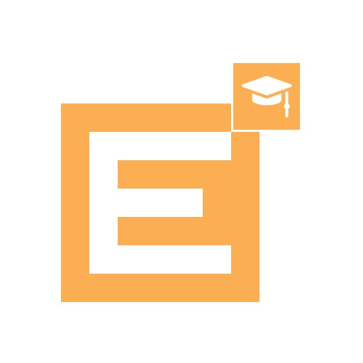 Bright Orange Square Design Focusing on Educational Themes Logo Template