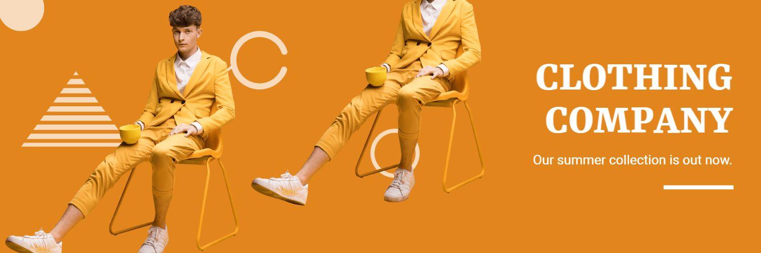 Bright Orange Summer Fashion Showcase for Clothing Company Banner Template