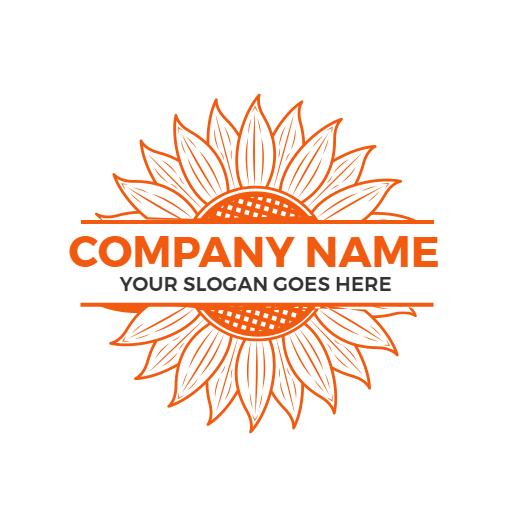 Bright Orange Sunflower Design with Company Name Logo Template