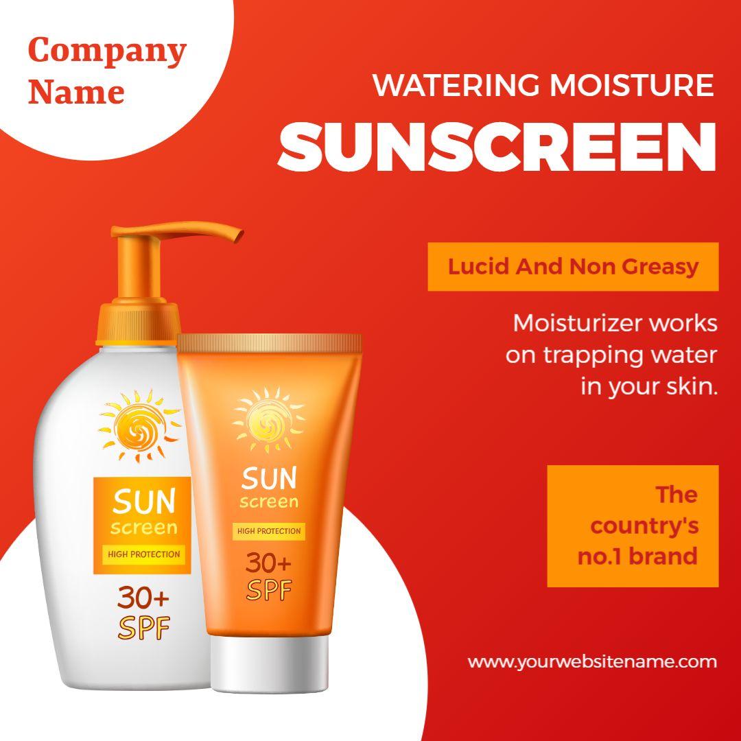 Bright Orange Sunscreen Promotion for Summer Skin Care Ad Template
