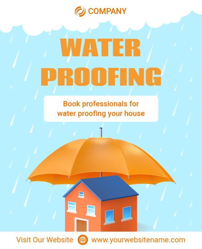 Bright Orange Water Proofing Services Advertisement Poster Template