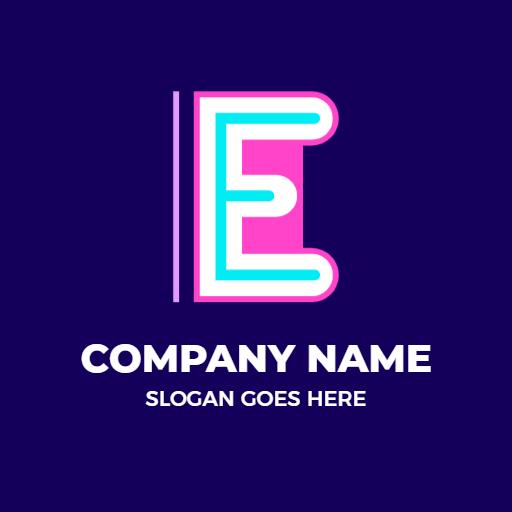 Bright Pink and Blue E Letter Design for Modern Branding Logo Template