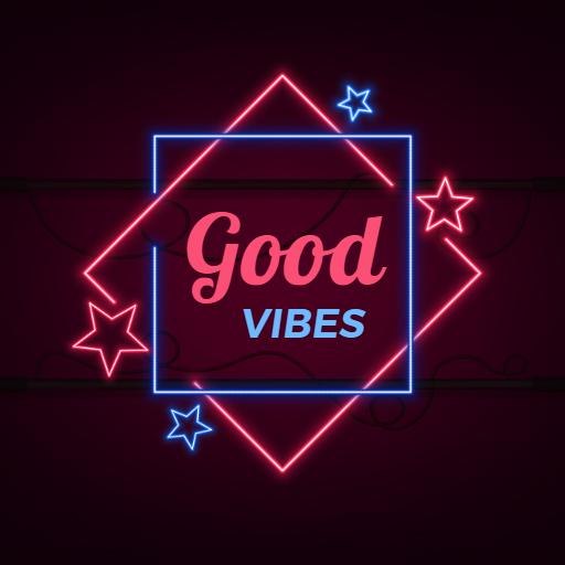Bright Pink and Blue Neon Design Promoting Good Vibes Logo Template