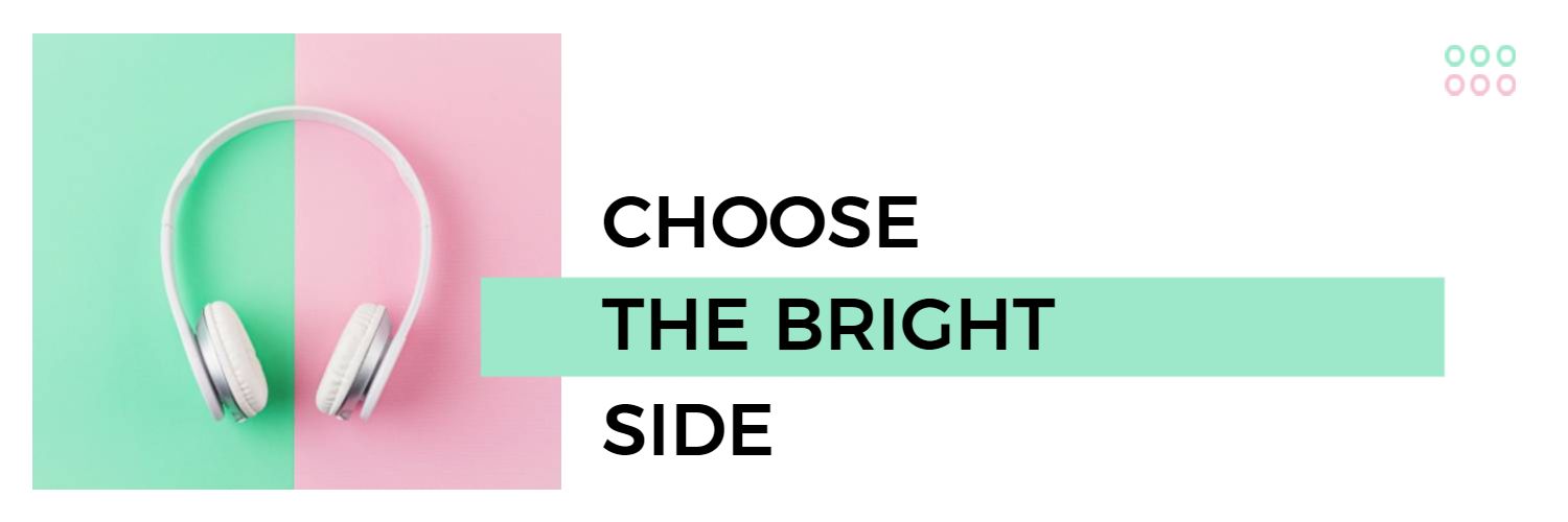 Bright Pink and Mint Headphones Motivational Twitter Banner Template