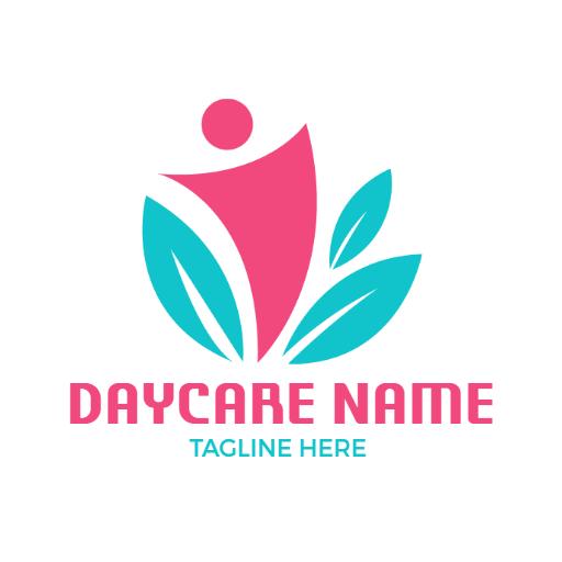 Bright Pink and Teal Design for Creative Daycare Logo Template
