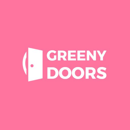 Bright Pink and White Minimalist Door Design Logo Template