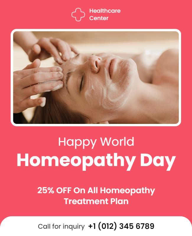 Bright Pink Celebratory Homeopathy Day Discount Poster Template