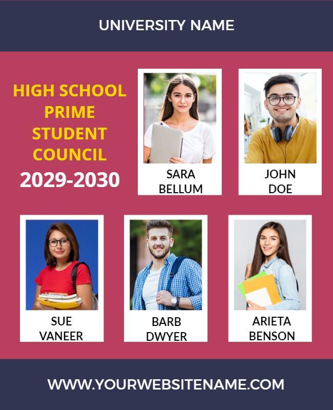 Bright Pink High School Student Council Team Photo Poster Template