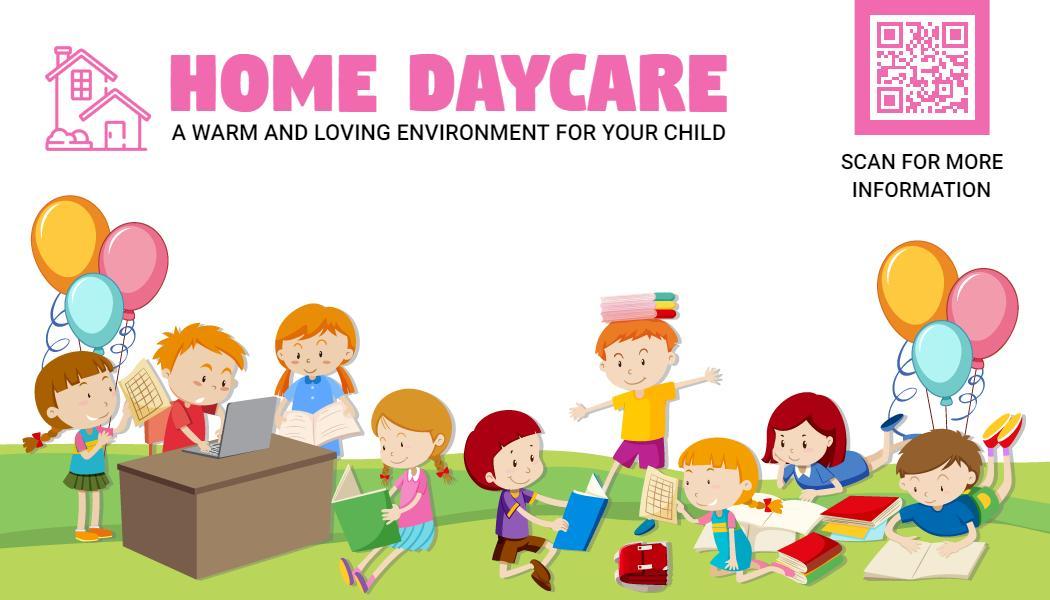 Bright Pink Home Daycare Fun Learning Visiting Card Template
