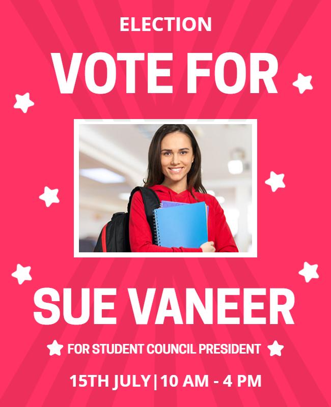 Bright Pink Student Council Election Campaign Poster Template